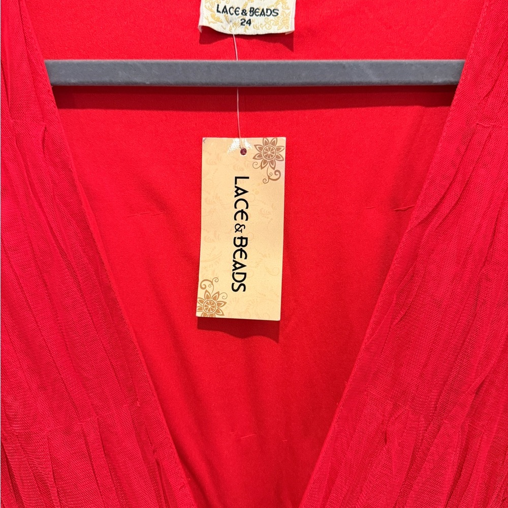 Chic Red Ruffled Prom Dress - Picture 4 of 6